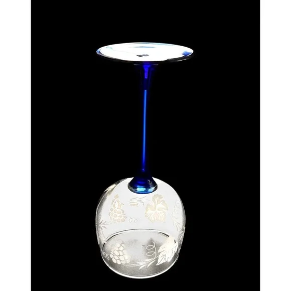 Set Of 4 Vintage Luminarc Cobalt Blue Stem 6-3/8" Cordial Glasses - Picture 5 of 6